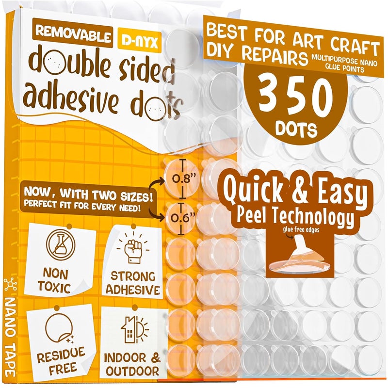 D-NYX Double Sided Tape Adhesive Dots Stickers 280, 350, 450, 550 or 700 Pack Removable Putty No Trace Clear Sticky Tac Blue Sticky Tack Balloon Tassels Picture Hanging Strips (350 Sticky Dots) - Image 1